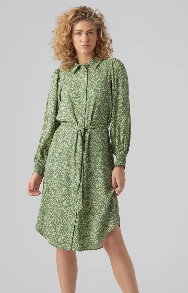 Vero Moda Jurk Vmsara Ls Calf Shirt Dress Wvn 10282451 Reseda/sara Dames Maat - L 5 Vero Moda Jurk Vmsara Ls Calf Shirt Dress Wvn 10282451 Reseda/sara Dames Maat - L - Afbeelding 5