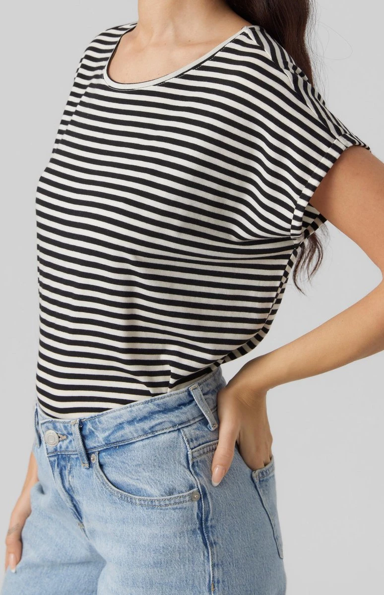 VERO MODA VMAVA PLAIN SS TOP STRIPE GA JRS NOOS Dames T-shirt - Maat XXL 4 VERO MODA VMAVA PLAIN SS TOP STRIPE GA JRS NOOS Dames T-shirt - Maat XXL - Afbeelding 4