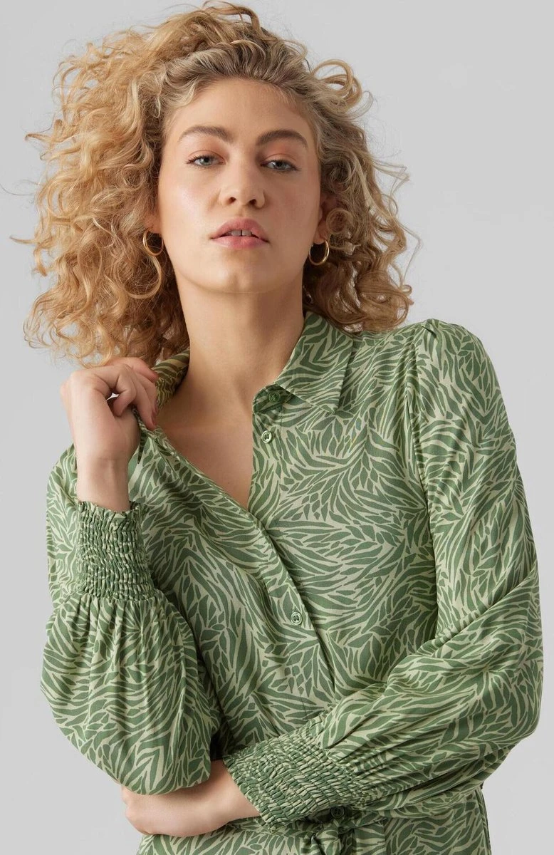 Vero Moda Jurk Vmsara Ls Calf Shirt Dress Wvn 10282451 Reseda/sara Dames Maat - L 4 Vero Moda Jurk Vmsara Ls Calf Shirt Dress Wvn 10282451 Reseda/sara Dames Maat - L - Afbeelding 4