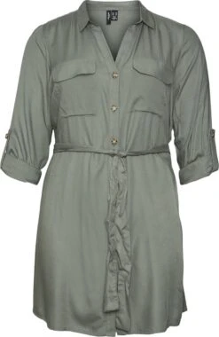 VERO MODA VMBUMPY L/S SHIRT DRESS WVN CURVE NOOS Dames Jurk - Maat 50