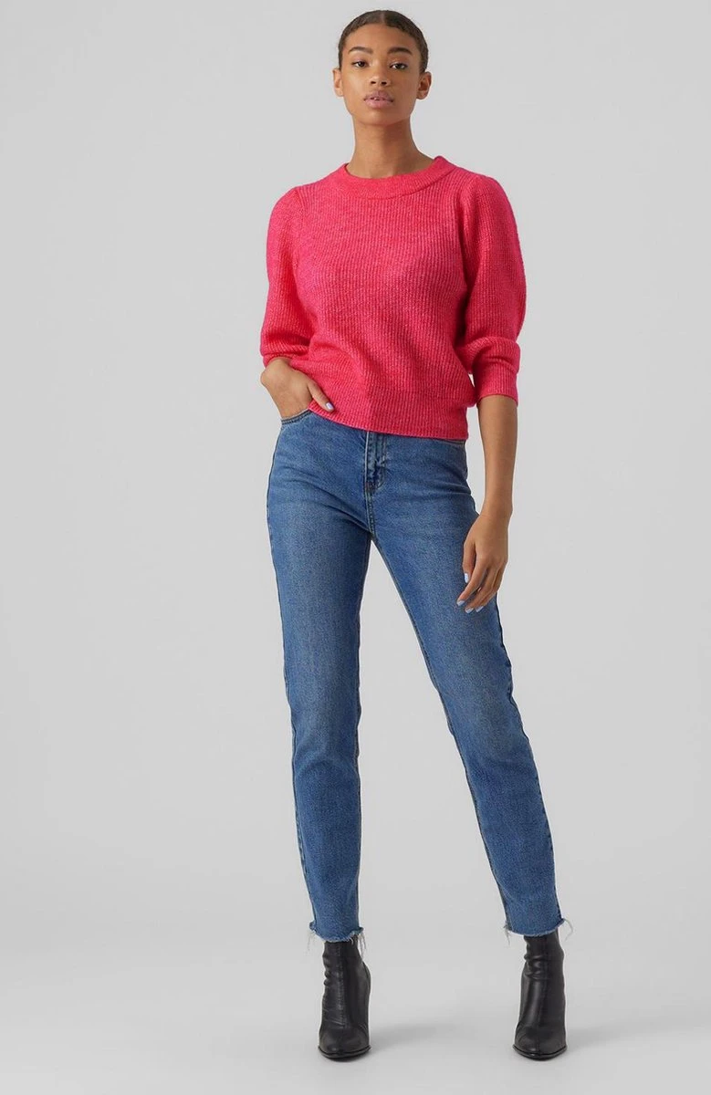 Vero Moda VMVIGGA 3/4 RIB PULLOVER GA BOO REP Dames Trui Pink Yarrow - Maat XL 6 Vero Moda VMVIGGA 3/4 RIB PULLOVER GA BOO REP Dames Trui Pink Yarrow - Maat XL - Afbeelding 6