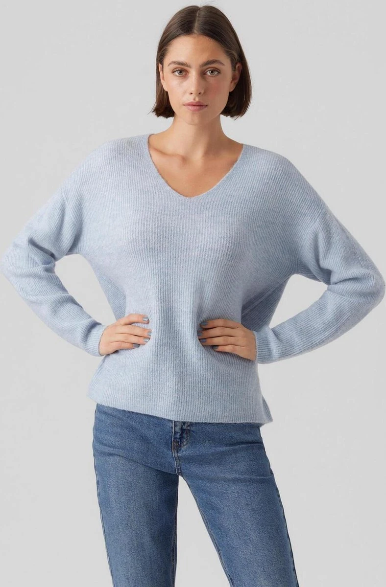 VERO MODA VMCREWLEFILE LS V-NECK BLOUSE NOOS Dames Trui - Maat XS 2 VERO MODA VMCREWLEFILE LS V-NECK BLOUSE NOOS Dames Trui - Maat XS - Afbeelding 2