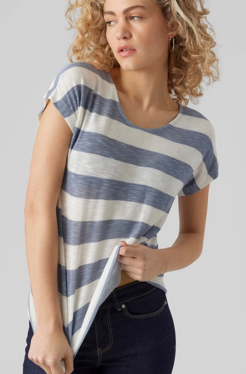 Vero Moda T-shirt Vmwide Stripe S/l Top Ga Jrs Noos 10284474 China Blue Dames Maat - M 5 Vero Moda T-shirt Vmwide Stripe S/l Top Ga Jrs Noos 10284474 China Blue Dames Maat - M - Afbeelding 5