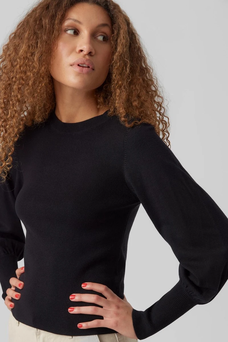 Vero Moda Trui Vmhollykarispuff Ls O-neck Pullov G 10277805 Black Dames Maat - S 3 Vero Moda Trui Vmhollykarispuff Ls O-neck Pullov G 10277805 Black Dames Maat - S - Afbeelding 3