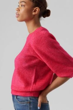Vero Moda VMVIGGA 3/4 RIB PULLOVER GA BOO REP Dames Trui Pink Yarrow - Maat L -Vero Moda 800x1200 142