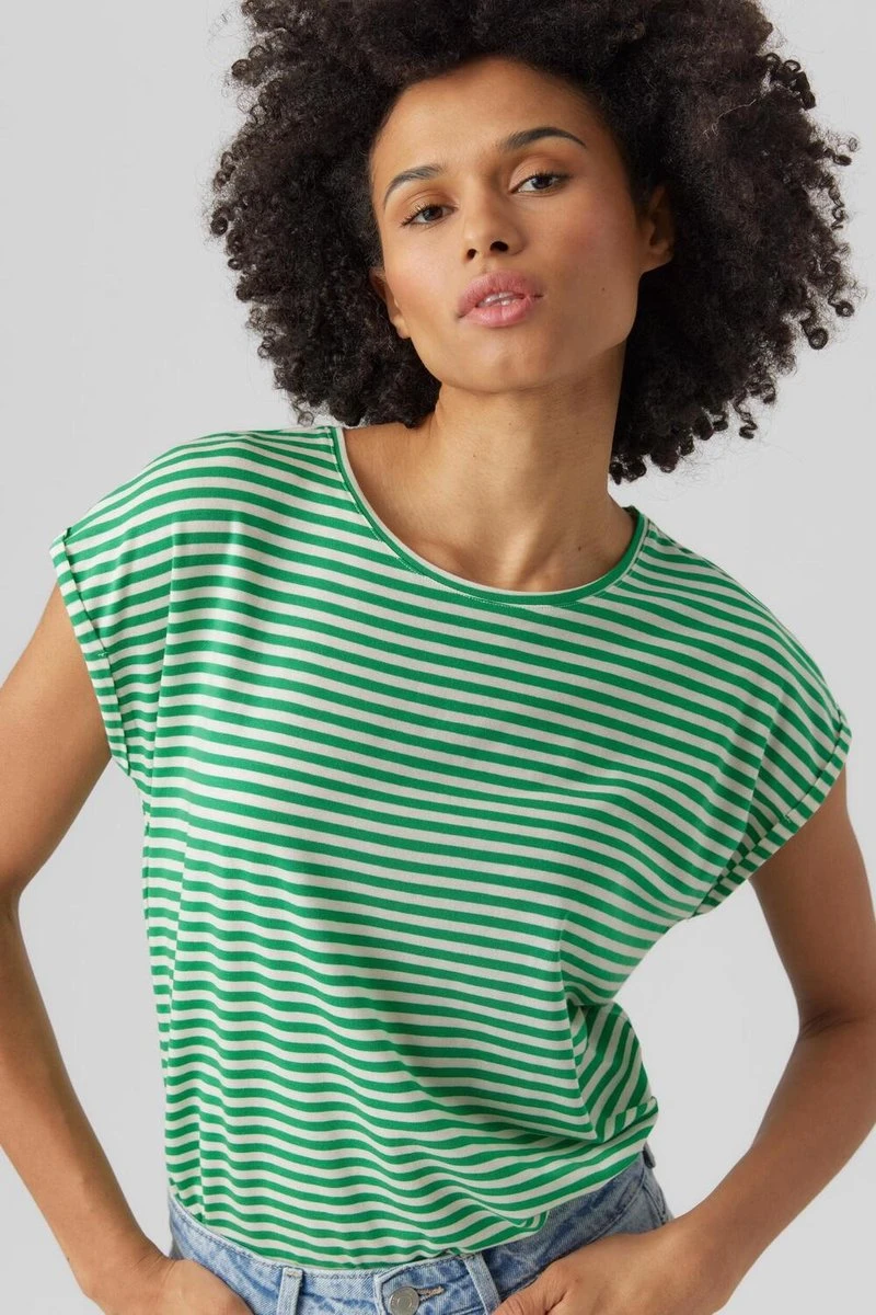 VERO MODA VMAVA PLAIN SS TOP STRIPE GA JRS NOOS Dames T-shirt - Maat M 6 VERO MODA VMAVA PLAIN SS TOP STRIPE GA JRS NOOS Dames T-shirt - Maat M - Afbeelding 6