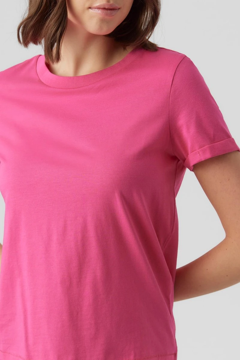 Vero Moda T-shirt Vmpaula S/s T-shirt Noos 10243889 Pink Yarrow Dames Maat - L 4 Vero Moda T-shirt Vmpaula S/s T-shirt Noos 10243889 Pink Yarrow Dames Maat - L - Afbeelding 4