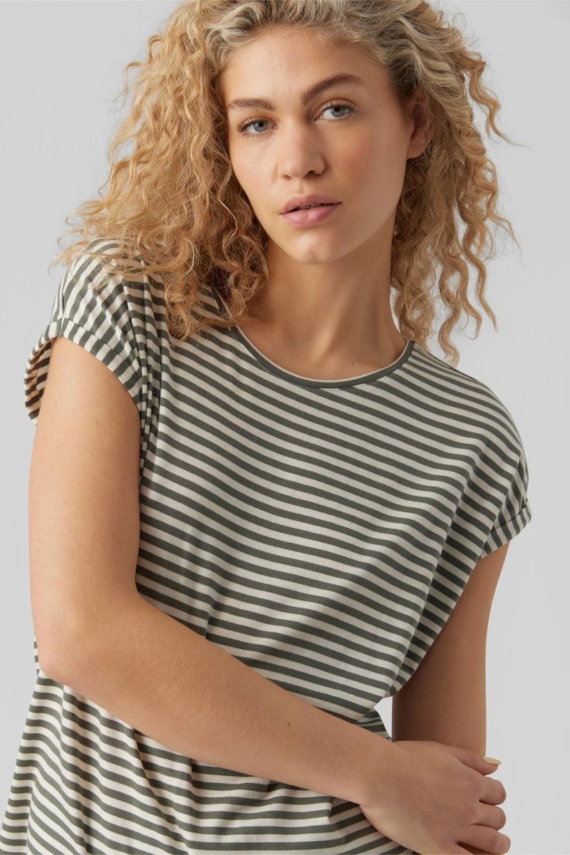 Vero Moda T-shirt Vmava Plain Ss Top Stripe Ga Jrs N 10284469 Laurel Wreath Dames Maat - L 4 Vero Moda T-shirt Vmava Plain Ss Top Stripe Ga Jrs N 10284469 Laurel Wreath Dames Maat - L - Afbeelding 4