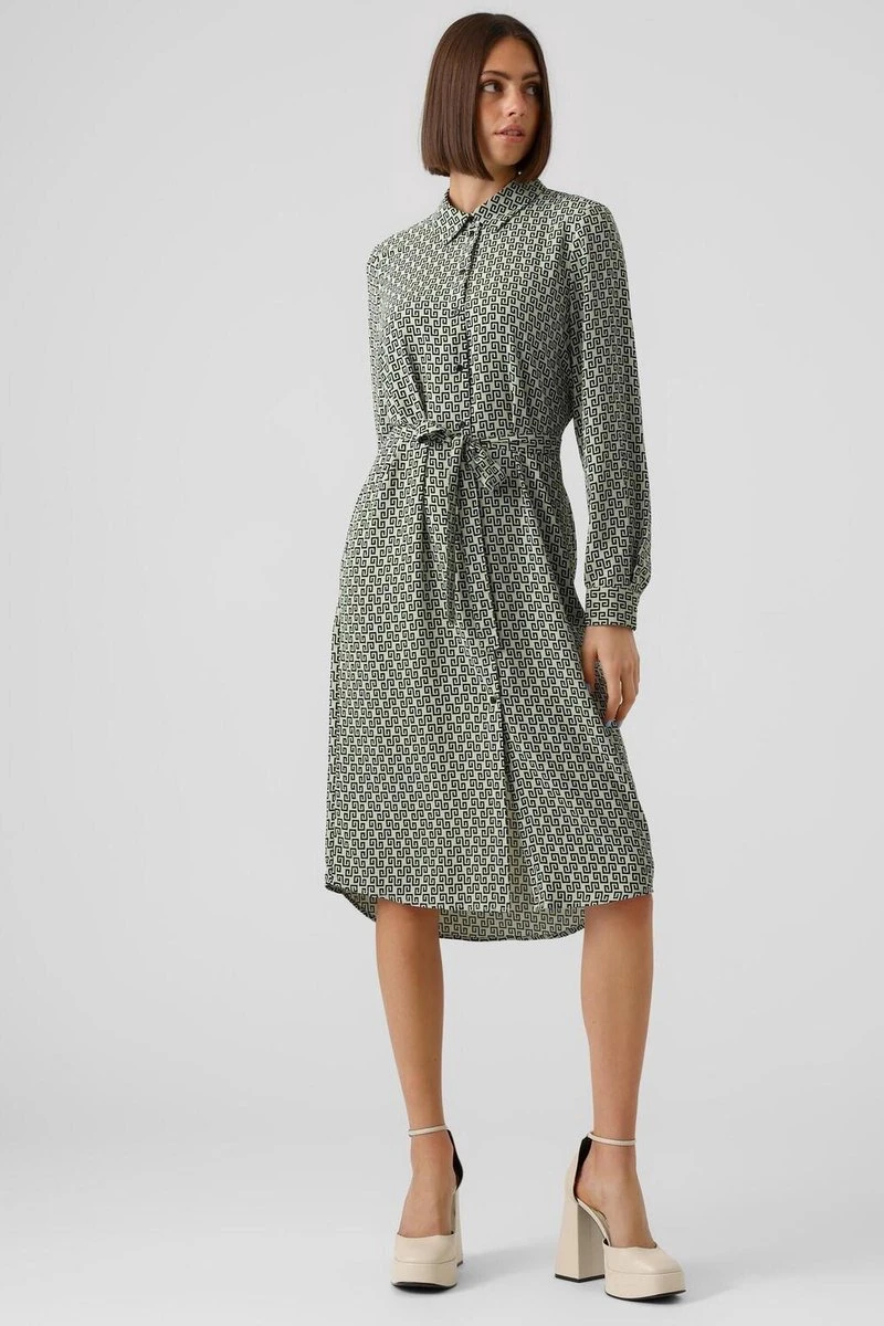 Vero Moda Jurk Vmnya Catch Ls Calf Shirt Dress Wvn 10282293 Reseda/nora Dames Maat - L 5 Vero Moda Jurk Vmnya Catch Ls Calf Shirt Dress Wvn 10282293 Reseda/nora Dames Maat - L - Afbeelding 5