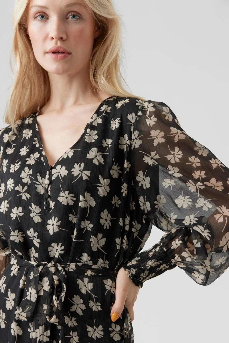 Vero Moda Jurk Vmpica L/s V-neck 7/8 Dress Wvn Btq Black Dames Maat - XL 2 Vero Moda Jurk Vmpica L/s V-neck 7/8 Dress Wvn Btq Black Dames Maat - XL - Afbeelding 2