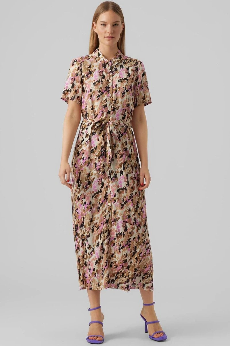 Vero Moda Jurk Vmeasy S/s Long Shirt Dress R1 Wvn 10286792 Tigers Eye/ina Dames Maat - XL 2 Vero Moda Jurk Vmeasy S/s Long Shirt Dress R1 Wvn 10286792 Tigers Eye/ina Dames Maat - XL - Afbeelding 2