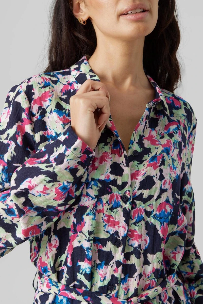 VERO MODA VMBONNI BAY LS CALF SHIRT DRESS WVN LCS Dames Jurk - Maat XS 2 VERO MODA VMBONNI BAY LS CALF SHIRT DRESS WVN LCS Dames Jurk - Maat XS - Afbeelding 2