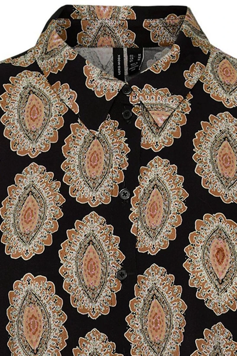 Vero Moda Blouse Vmasta L/s Midi Volume Shirt Exp 10294064 Black/tigers Eye Dames Maat - XL 2 Vero Moda Blouse Vmasta L/s Midi Volume Shirt Exp 10294064 Black/tigers Eye Dames Maat - XL - Afbeelding 2