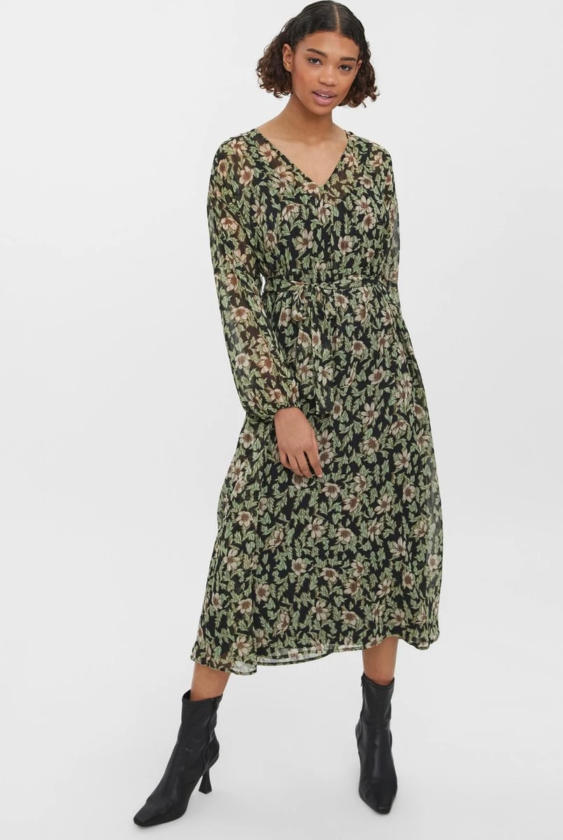 VERO MODA VMLIA L/S 7/8 DRESS WVN BTQ Dames Jurk - Maat L 2 VERO MODA VMLIA L/S 7/8 DRESS WVN BTQ Dames Jurk - Maat L - Afbeelding 2