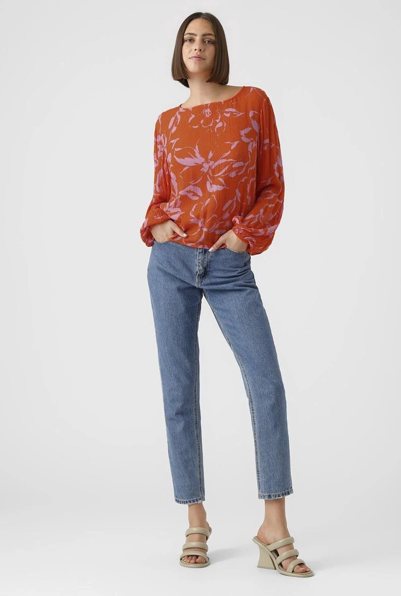 Vero Moda Blouse Vmpolliana Ls Top Wvn 10282201 Scarlet Ibis/polliana Dames Maat - L 4 Vero Moda Blouse Vmpolliana Ls Top Wvn 10282201 Scarlet Ibis/polliana Dames Maat - L - Afbeelding 4