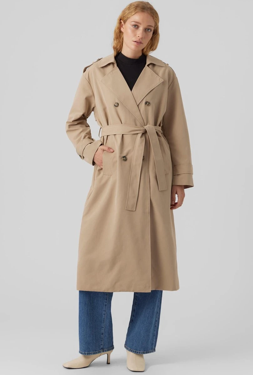 Vero Moda Jas Vmchloe Long Trenchcoat Boos 10278917 Silver Mink Dames Maat - L 2 Vero Moda Jas Vmchloe Long Trenchcoat Boos 10278917 Silver Mink Dames Maat - L - Afbeelding 2