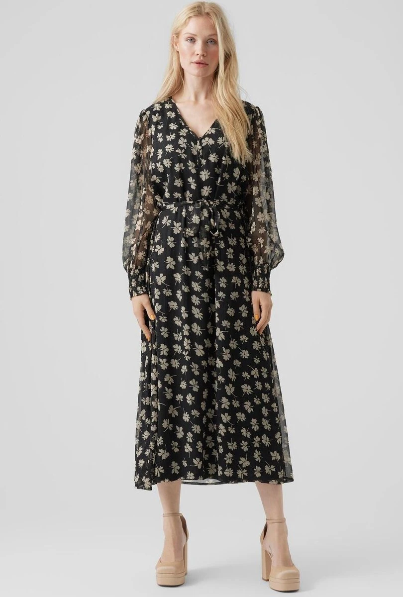 Vero Moda Jurk Vmpica L/s V-neck 7/8 Dress Wvn Btq Black Dames Maat - L 5 Vero Moda Jurk Vmpica L/s V-neck 7/8 Dress Wvn Btq Black Dames Maat - L - Afbeelding 5