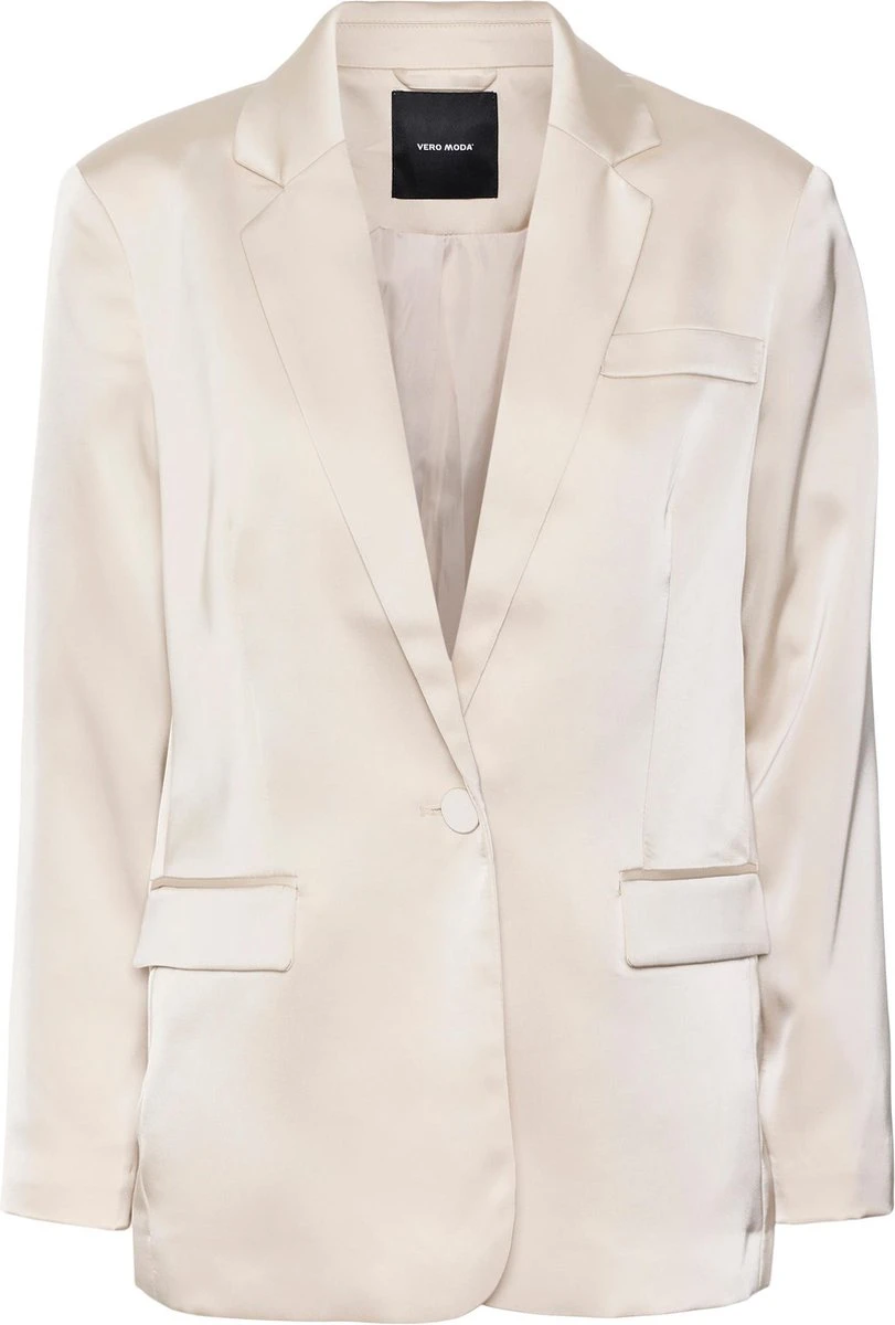 Vero Moda VMLANATROIAN LS SATIN BLAZER Dames Blazer Pumice Stone - Maat L 1 Vero Moda VMLANATROIAN LS SATIN BLAZER Dames Blazer Pumice Stone - Maat L