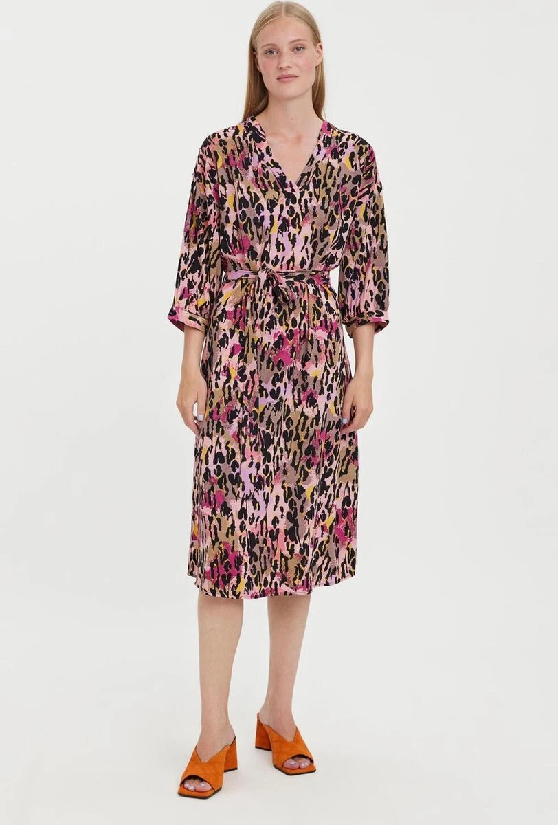 VERO MODA VMJAWI 3/4 V-NECK CALF DRESS WVN BTQ Dames Jurk - Maat L 3 VERO MODA VMJAWI 3/4 V-NECK CALF DRESS WVN BTQ Dames Jurk - Maat L - Afbeelding 3