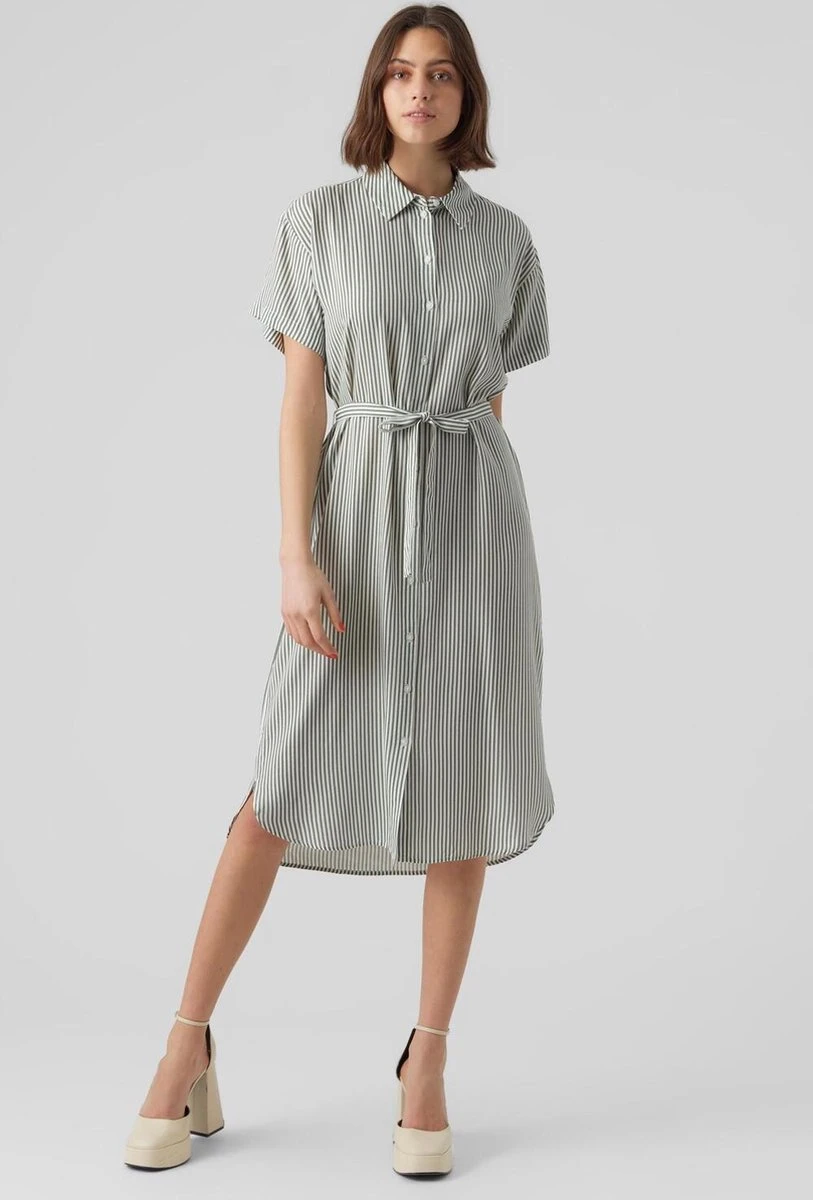 VERO MODA VMBUMPY SS CALF SHIRT DRESS NOOS Dames Jurk - Maat XS 2 VERO MODA VMBUMPY SS CALF SHIRT DRESS NOOS Dames Jurk - Maat XS - Afbeelding 2