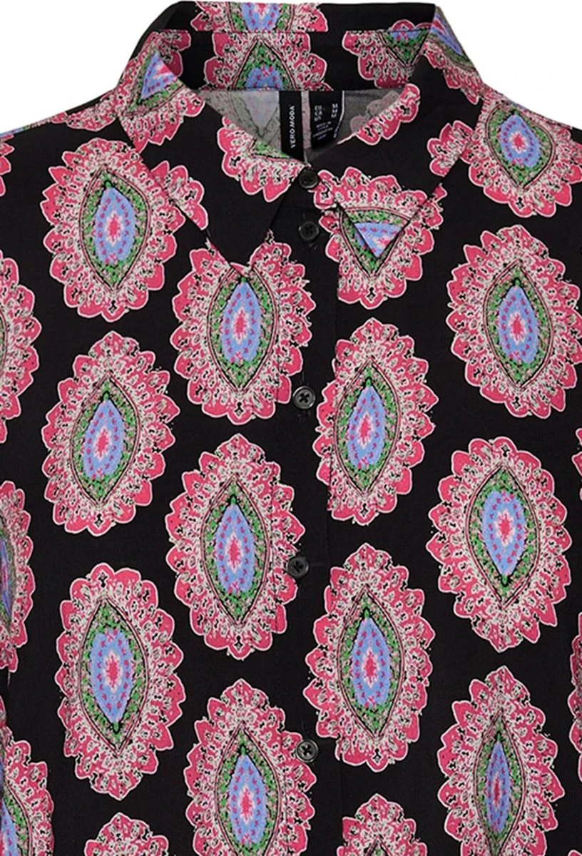 Vero Moda Blouse Vmasta L/s Midi Volume Shirt Exp 10294064 Black/pink Yarrow Dames Maat - L 2 Vero Moda Blouse Vmasta L/s Midi Volume Shirt Exp 10294064 Black/pink Yarrow Dames Maat - L - Afbeelding 2