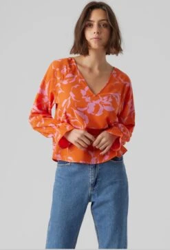 VERO MODA VMPOLLIANA INGE LS V-NECK TOP WVN GA Dames - Maat L
