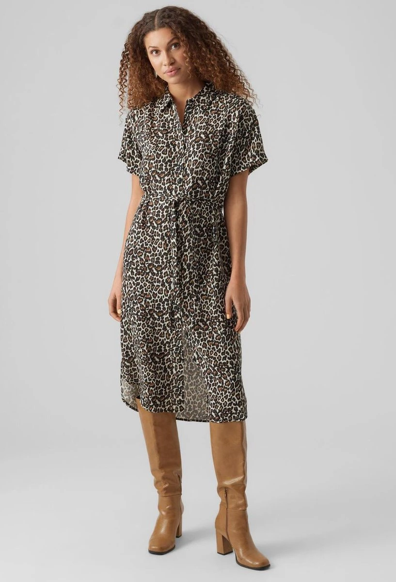 VERO MODA VMBUMPY SS CALF SHIRT DRESS NOOS Dames Jurk - Maat L 2 VERO MODA VMBUMPY SS CALF SHIRT DRESS NOOS Dames Jurk - Maat L - Afbeelding 2