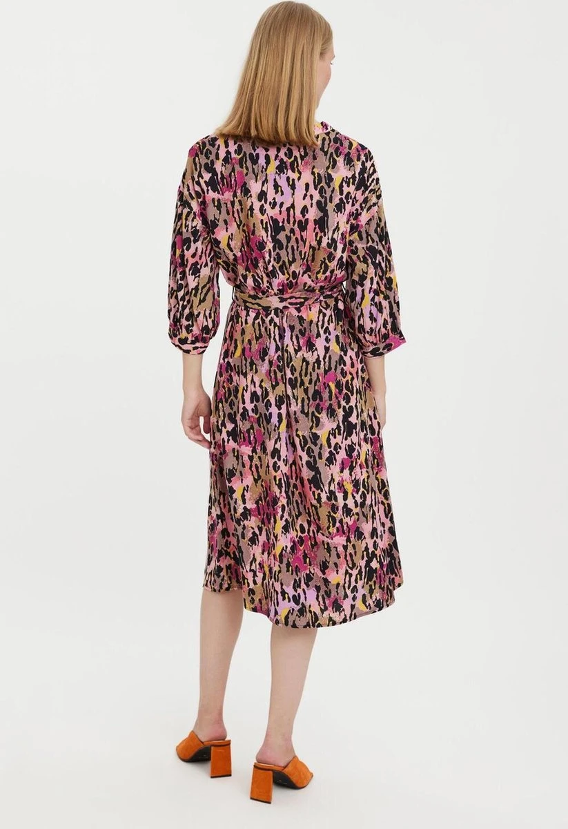 VERO MODA VMJAWI 3/4 V-NECK CALF DRESS WVN BTQ Dames Jurk - Maat L 4 VERO MODA VMJAWI 3/4 V-NECK CALF DRESS WVN BTQ Dames Jurk - Maat L - Afbeelding 4