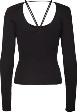 Vero Moda VMVICTORIA LS V-NECK TOP D1 Dames Top Black - Maat L