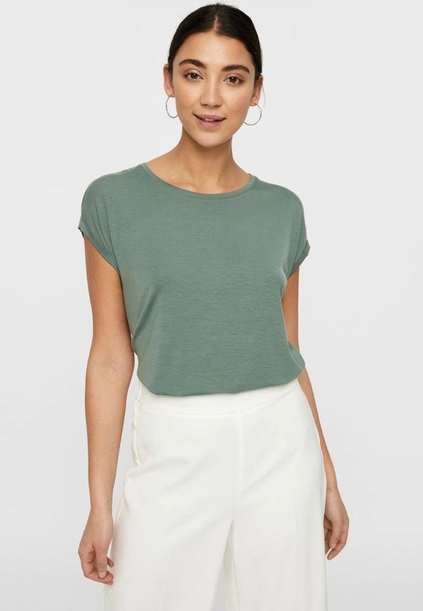 Vero Moda T-shirt Vmava Plain Ss Top Ga Noos 10187159 Laurel Wreath Dames Maat - M 2 Vero Moda T-shirt Vmava Plain Ss Top Ga Noos 10187159 Laurel Wreath Dames Maat - M - Afbeelding 2