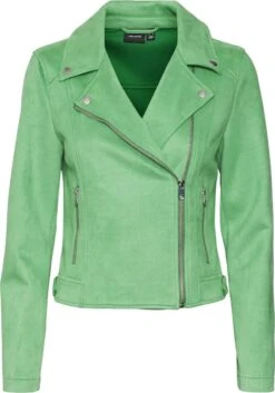 Vero Moda VMJOSE SHORT FAUX SUEDE JACKET BOOS Dames Biker Jacket Bright Green - Maat L