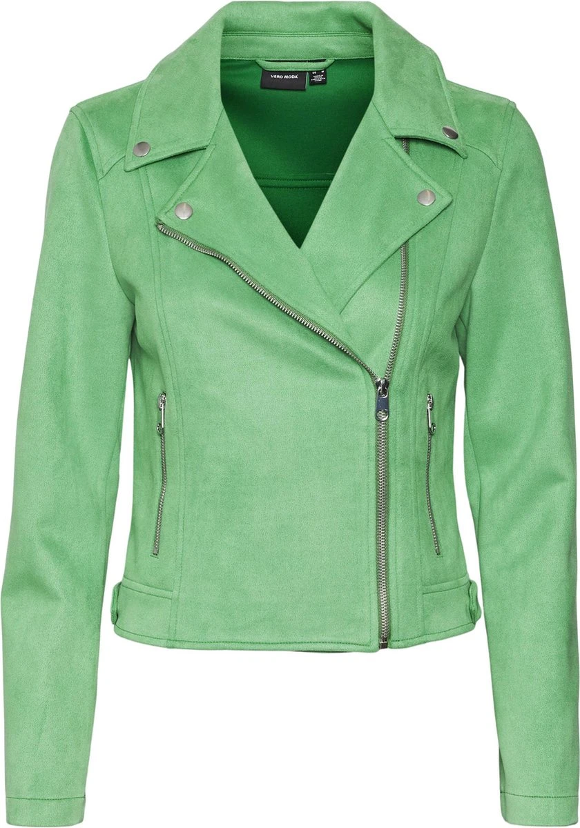 Vero Moda VMJOSE SHORT FAUX SUEDE JACKET BOOS Dames Biker Jacket Bright Green - Maat L 1 Vero Moda VMJOSE SHORT FAUX SUEDE JACKET BOOS Dames Biker Jacket Bright Green - Maat L