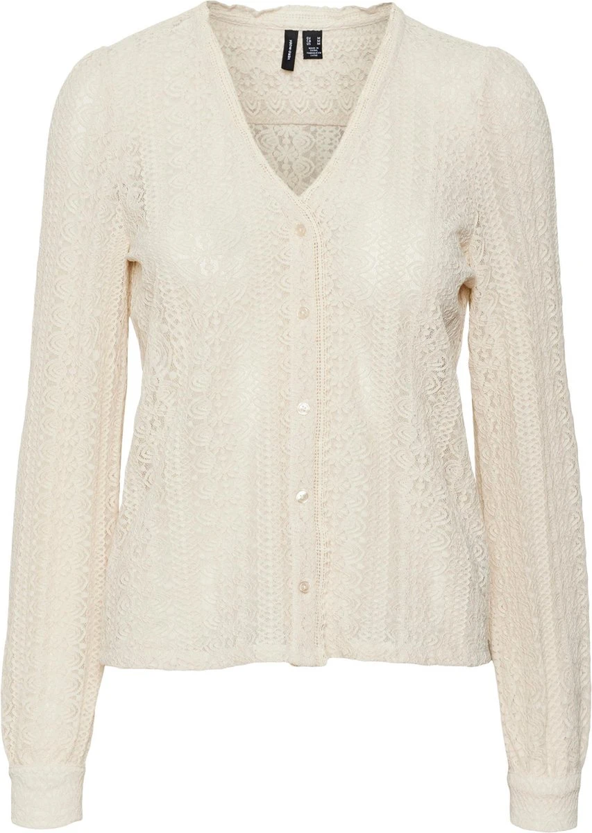 Vero Moda VMPIXI L/S LACE SHIRT WVN BTQ Dames Top Pristine - Maat XXL 1 Vero Moda VMPIXI L/S LACE SHIRT WVN BTQ Dames Top Pristine - Maat XXL