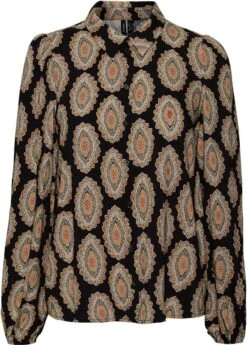 Vero Moda Blouse Vmasta L/s Midi Volume Shirt Exp 10294064 Black/tigers Eye Dames Maat - L