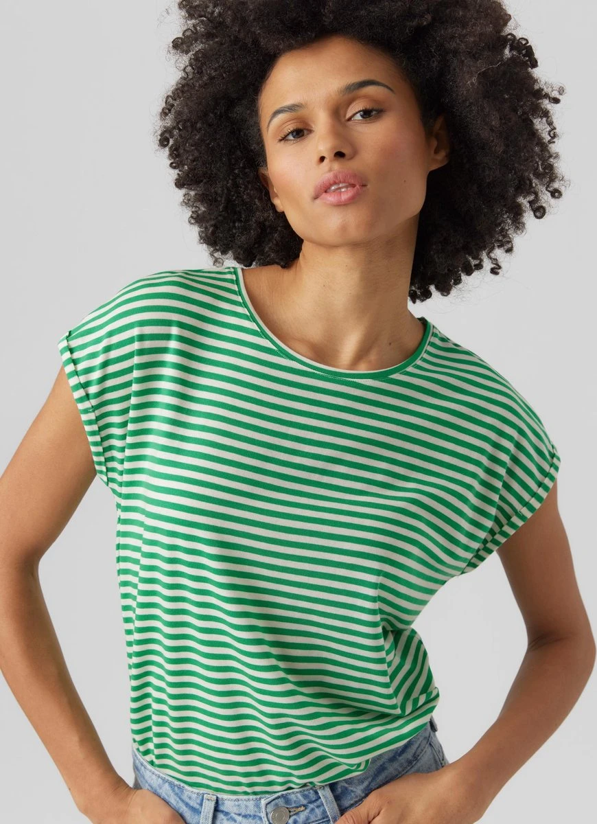 VERO MODA VMAVA PLAIN SS TOP STRIPE GA JRS NOOS Dames T-shirt - Maat M 4 VERO MODA VMAVA PLAIN SS TOP STRIPE GA JRS NOOS Dames T-shirt - Maat M - Afbeelding 4