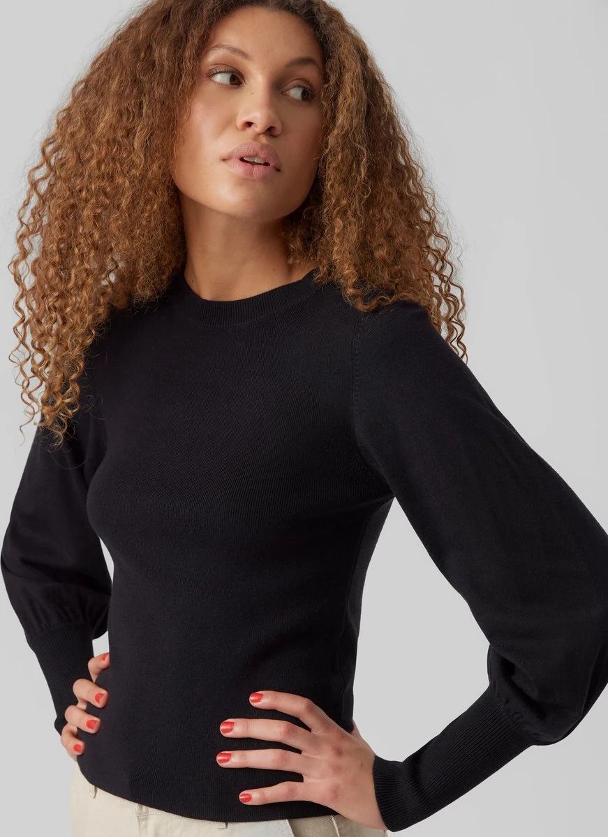Vero Moda Trui Vmhollykarispuff Ls O-neck Pullov G 10277805 Black Dames Maat - S 4 Vero Moda Trui Vmhollykarispuff Ls O-neck Pullov G 10277805 Black Dames Maat - S - Afbeelding 4