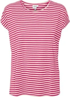 Vero Moda T-shirt Vmava Plain Ss Top Stripe Ga Jrs N 10284469 Pink Yarrow/pristine Dames Maat - XS