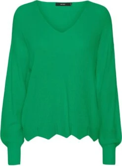 Vero Moda Trui Vmnewlexsun Scallop Ls V-neck Pull 10281455 Bright Green Dames Maat - L