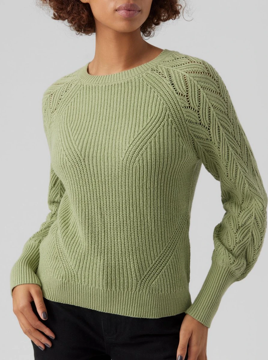 Vero Moda Trui Vmnicola Ls O-neck Pullover Boo 10277711 Reseda Dames Maat - L 3 Vero Moda Trui Vmnicola Ls O-neck Pullover Boo 10277711 Reseda Dames Maat - L - Afbeelding 3