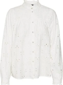 Vero Moda Blouse Vmpenri L/s Emb Shirt Wvn Btq 10284661 Snow White Dames Maat - S