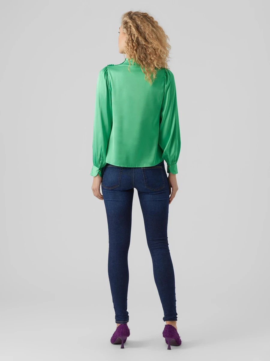 Vero Moda Blouse Vmlola Ls Button Top Wvn 10280672 Bright Green Dames Maat - M 6 Vero Moda Blouse Vmlola Ls Button Top Wvn 10280672 Bright Green Dames Maat - M - Afbeelding 6