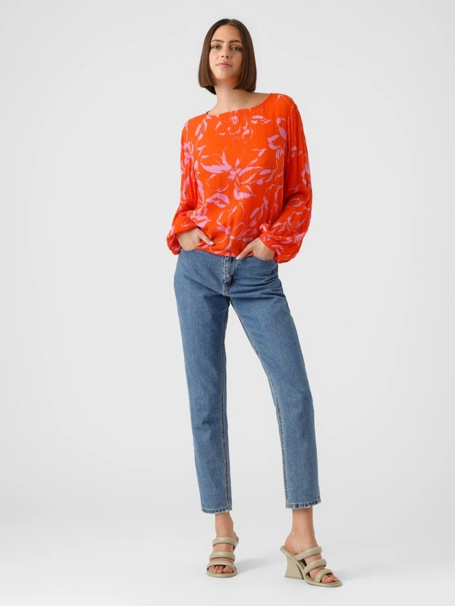 Vero Moda Blouse Vmpolliana Ls Top Wvn 10282201 Scarlet Ibis/polliana Dames Maat - M 6 Vero Moda Blouse Vmpolliana Ls Top Wvn 10282201 Scarlet Ibis/polliana Dames Maat - M - Afbeelding 6