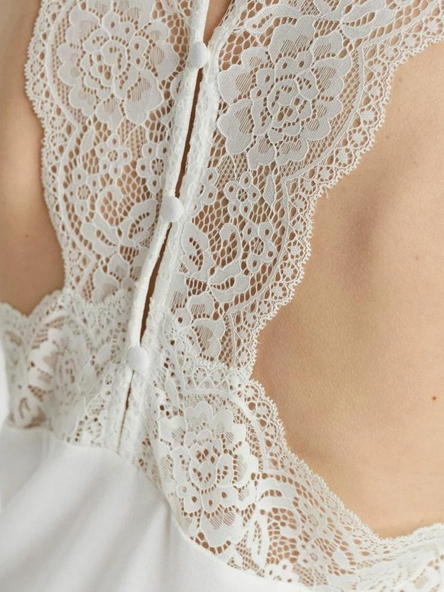 Vero Moda VMANA SL LACE TOP - White White 4 Vero Moda VMANA SL LACE TOP - White White - Afbeelding 4