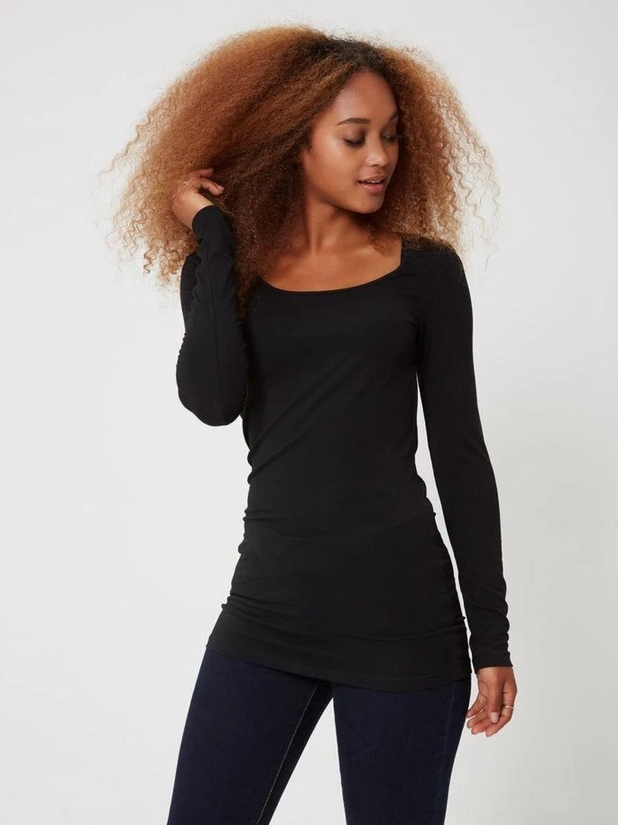 Vero Moda T-shirt Vmmaxi My Ls Soft Long U-neck Noos 10152908 Black Dames Maat - L 4 Vero Moda T-shirt Vmmaxi My Ls Soft Long U-neck Noos 10152908 Black Dames Maat - L - Afbeelding 4