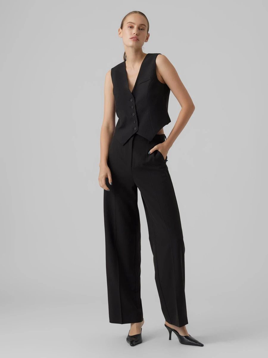Vero Moda VMTROIAN SL TAILORED VEST Dames Gilet Black - Maat XS 2 Vero Moda VMTROIAN SL TAILORED VEST Dames Gilet Black - Maat XS - Afbeelding 2