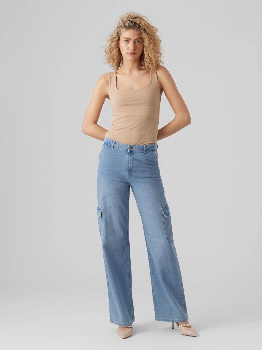 Vero Moda VMNORTH MR LOOSE STR CARGO JEANS VI3331 Dames Broek Medium Blue Denim - Maat 28 X "32 3 Vero Moda VMNORTH MR LOOSE STR CARGO JEANS VI3331 Dames Broek Medium Blue Denim - Maat 28 X "32 - Afbeelding 3