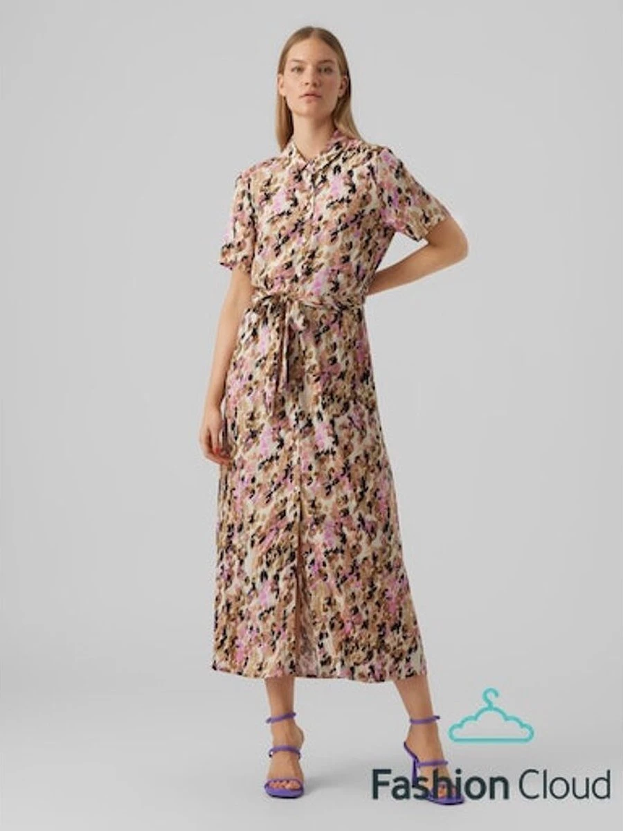 Vero Moda Jurk Vmeasy S/s Long Shirt Dress R1 Wvn 10286792 Tigers Eye/ina Dames Maat - S 7 Vero Moda Jurk Vmeasy S/s Long Shirt Dress R1 Wvn 10286792 Tigers Eye/ina Dames Maat - S - Afbeelding 7