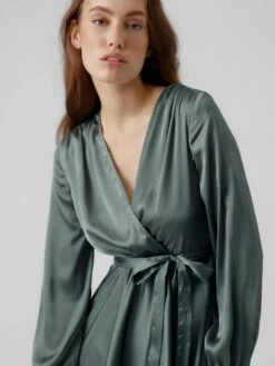 Vero Moda VMDIANA LS SATIN WRAP DRESS WVN BF Dames MINI Wikkeljurk Duck Green - Maat XXL -Vero Moda 900x1200 49