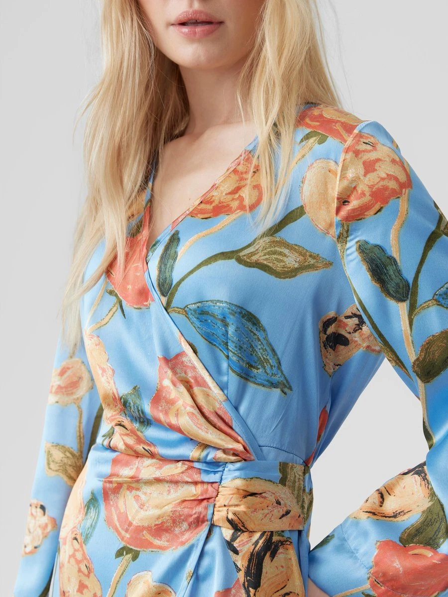 Vero Moda VMRENEE NOA 7/8 SHORT DRESS WVN Dames Mini Wikkeljurk Little Boy Blue - Maat M 5 Vero Moda VMRENEE NOA 7/8 SHORT DRESS WVN Dames Mini Wikkeljurk Little Boy Blue - Maat M - Afbeelding 5