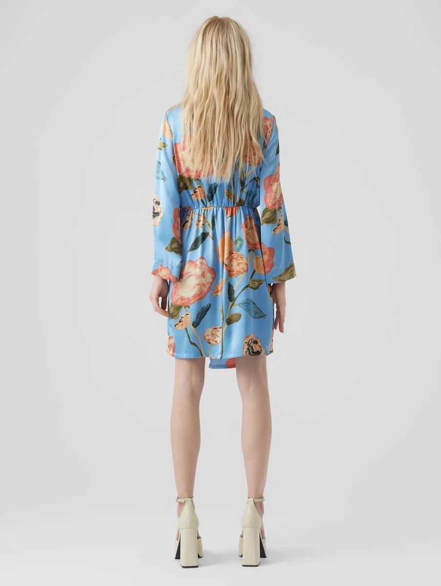 Vero Moda VMRENEE NOA 7/8 SHORT DRESS WVN Dames Mini Wikkeljurk Little Boy Blue - Maat XL 3 Vero Moda VMRENEE NOA 7/8 SHORT DRESS WVN Dames Mini Wikkeljurk Little Boy Blue - Maat XL - Afbeelding 3